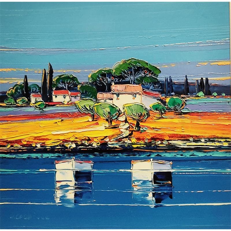 Painting Ah quelle tranquilité ! by Corbière Liisa | Painting Figurative Oil Landscapes, Marine
