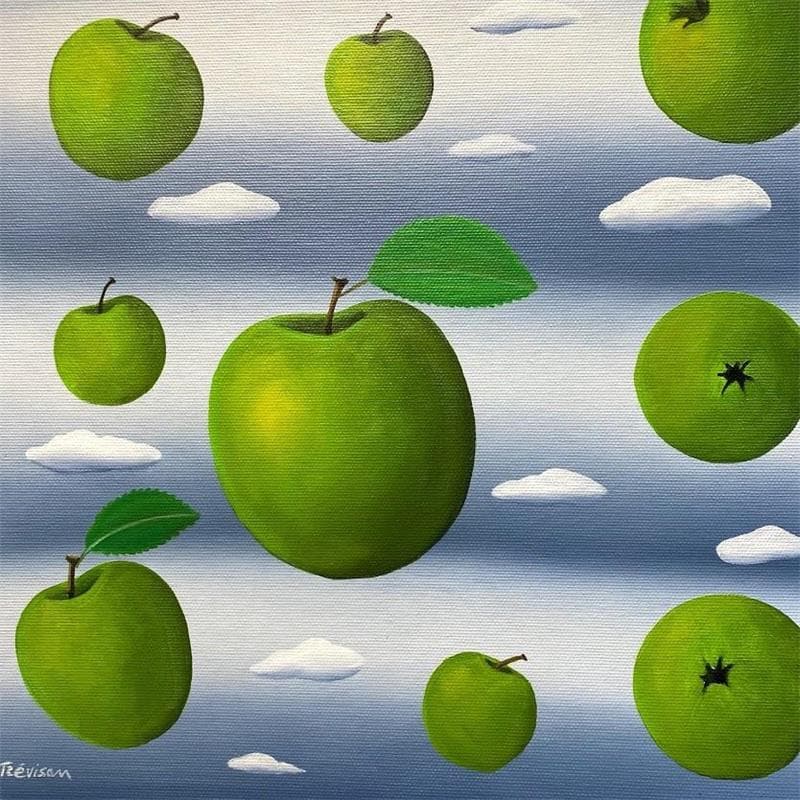 Painting Green apples by Trevisan Carlo | Painting Surrealism Oil Still-life