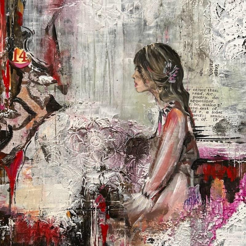Painting KEEP GOING by Bergeron Marie-Josée | Painting Figurative Acrylic, Cardboard, Gluing, Oil Life style