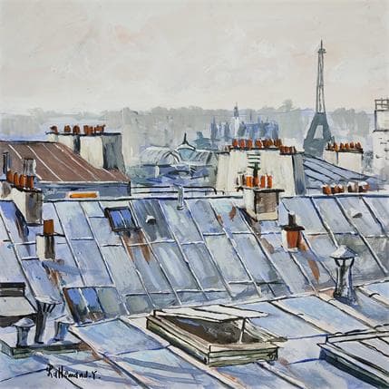 Painting Tour Eiffel vue des toits by Lallemand Yves | Painting Figurative Acrylic Urban