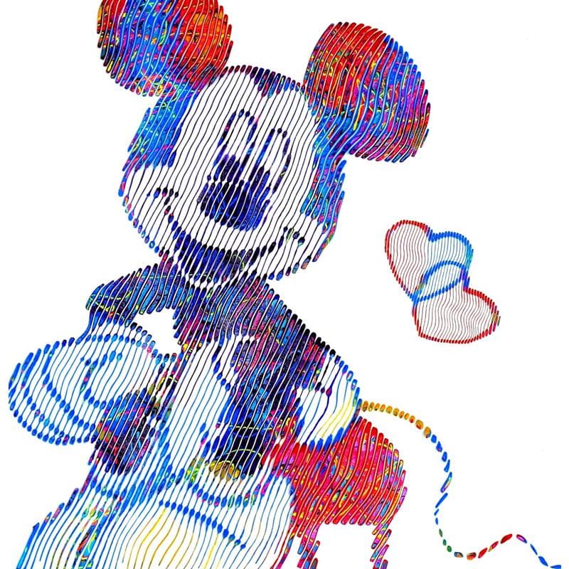 Painting Mickey falling in love with me by Schroeder Virginie | Painting Pop-art Acrylic Pop icons