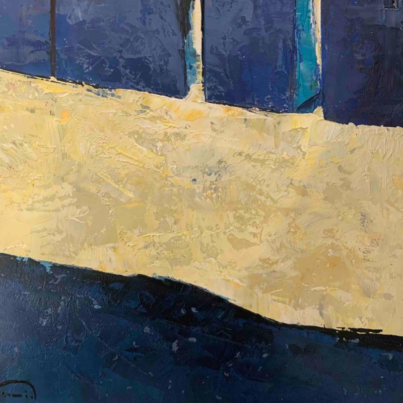 Painting ENTREMIE DE BLAUS by Tomàs | Painting Abstract Urban Minimalist Cardboard Oil