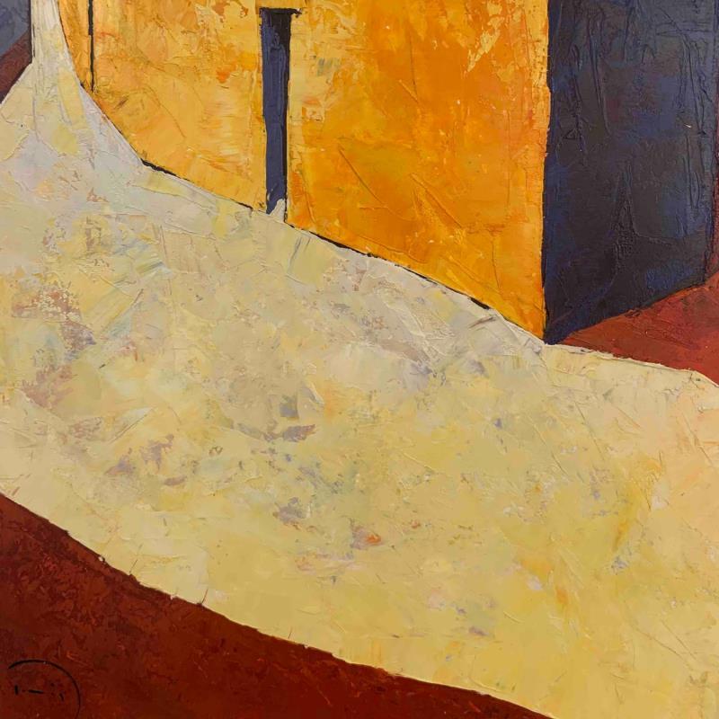 Painting TRES PORTES by Tomàs | Painting Abstract Cardboard, Oil Minimalist