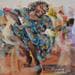 Gemälde La denseuse au djembé von Lama Niankoye | Gemälde Figurativ Alltagsszenen Acryl