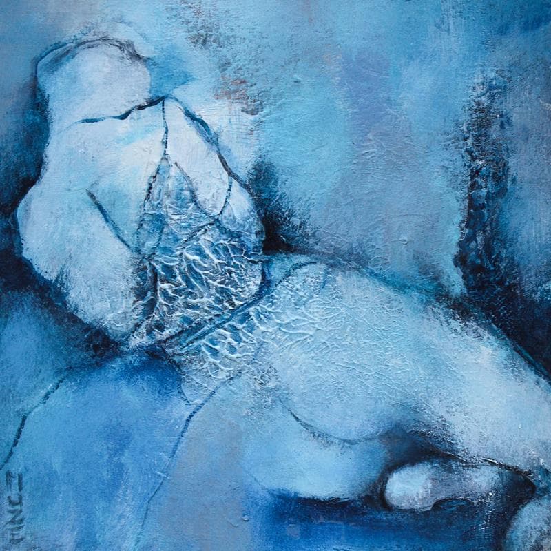 Painting Bleu d'hiver by Muze | Painting Figurative Nude