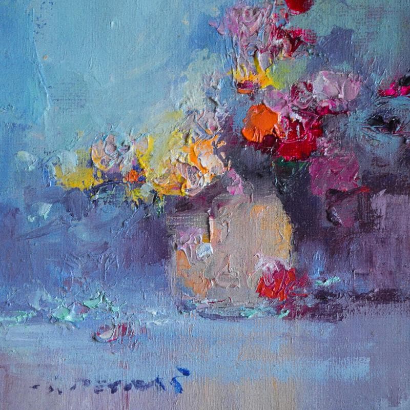 Painting A vase by Petras Ivica | Painting Figurative Oil still-life