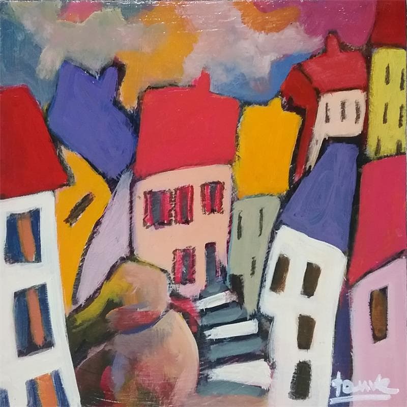 Painting Village 5 by Fauve | Painting Figurative Acrylic Life style