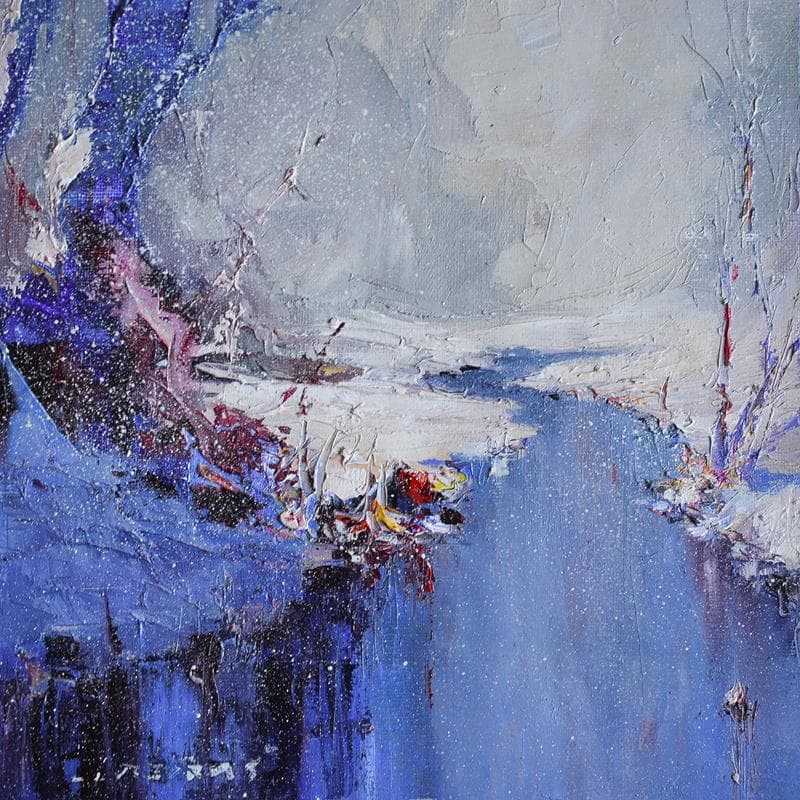 Painting Winter by Petras Ivica | Painting Figurative Landscapes Oil