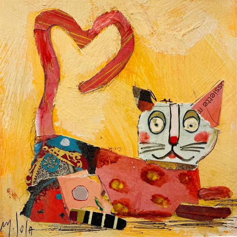 Painting Le chat cœur by De Sousa Miguel | Painting