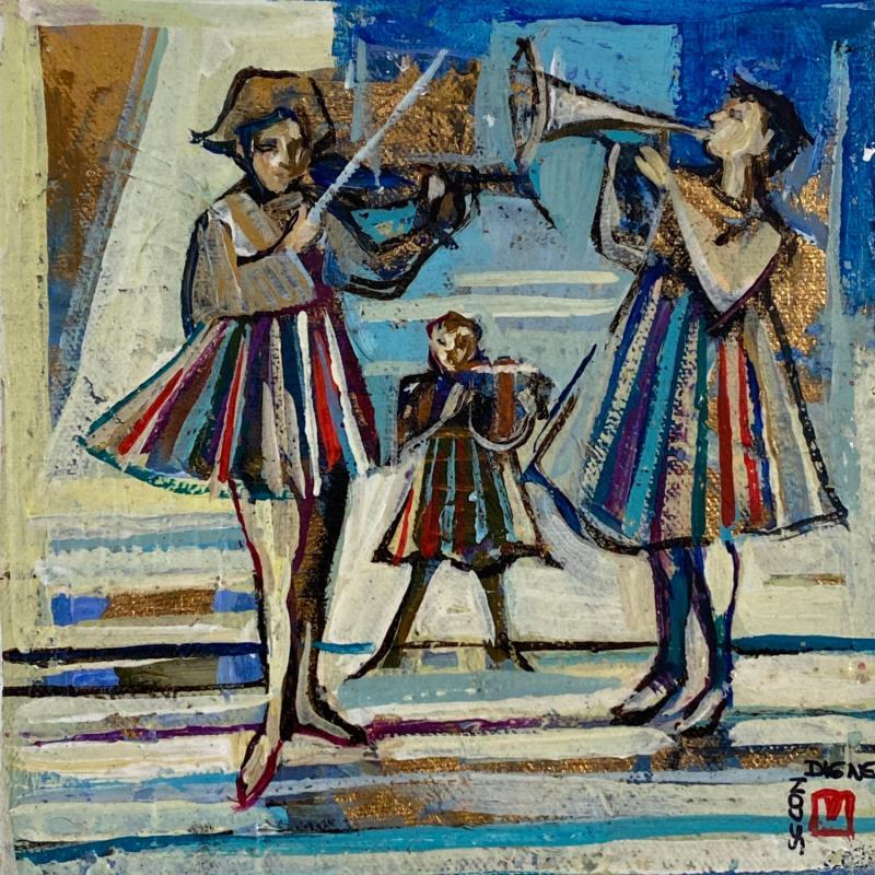 Painting ORCHESTRE ARLEQUIN by Machi | Painting Figurative Life style Oil Acrylic