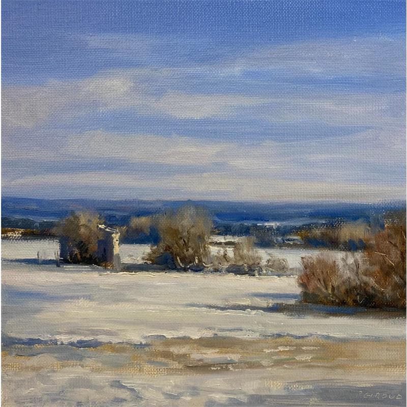 Painting Neige en Haute-Provence by Giroud Pascal | Painting Figurative Landscapes Oil