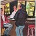 Painting Le bar by Doucedame Christine | Painting Figurative Acrylic Life style