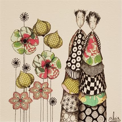 Peinture Rose et Gabin par Blais Delphine | Tableau  Acrylique