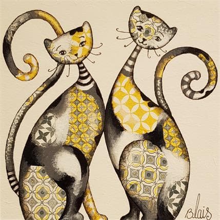 Painting Chats 1 by Blais Delphine | Painting