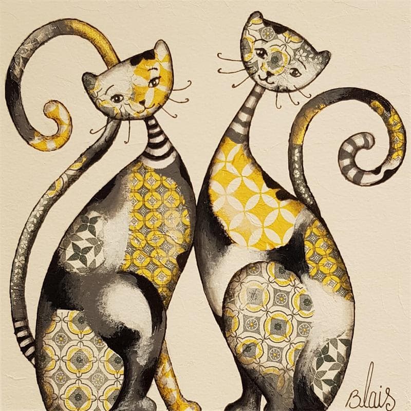 Painting Chats 1 by Blais Delphine | Painting Acrylic