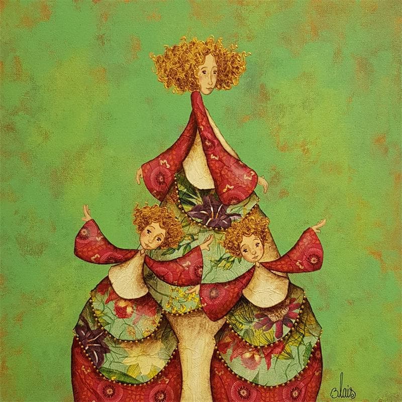 Painting Adele et ses filles by Blais Delphine | Painting Acrylic
