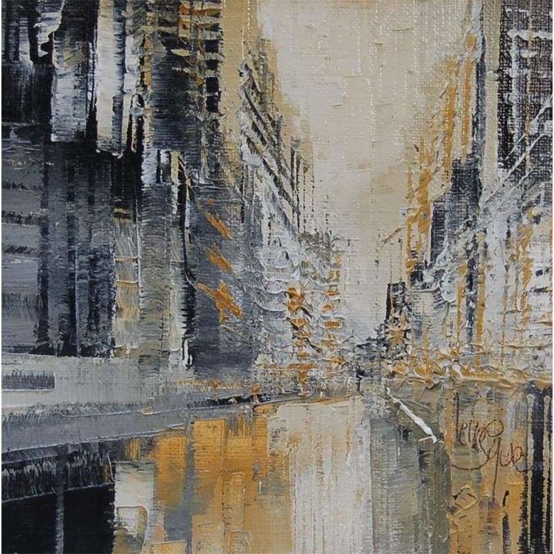 Painting Reflets ocres by Levesque Emmanuelle | Painting Abstract Oil Urban