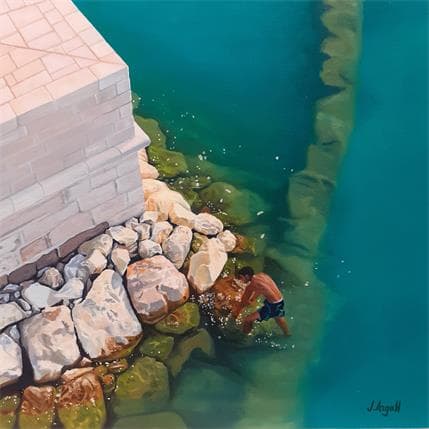Painting 38° degrès au bassin J4 by Argall Julie | Painting Figurative Oil Landscapes, Life style, Marine