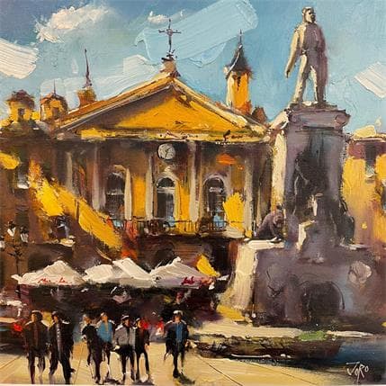 Peinture Place Garibaldi par Joro | Tableau Figuratif Huile scènes de vie, Vues urbaines