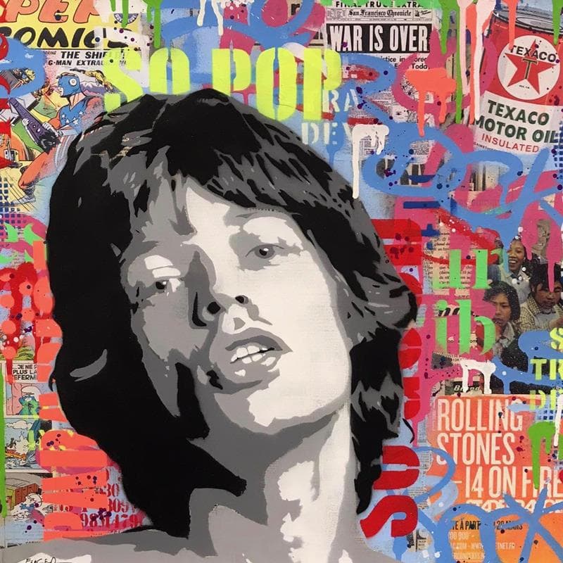 Peinture Mick Jagger par Euger Philippe | Tableau Pop Art Mixte icones Pop