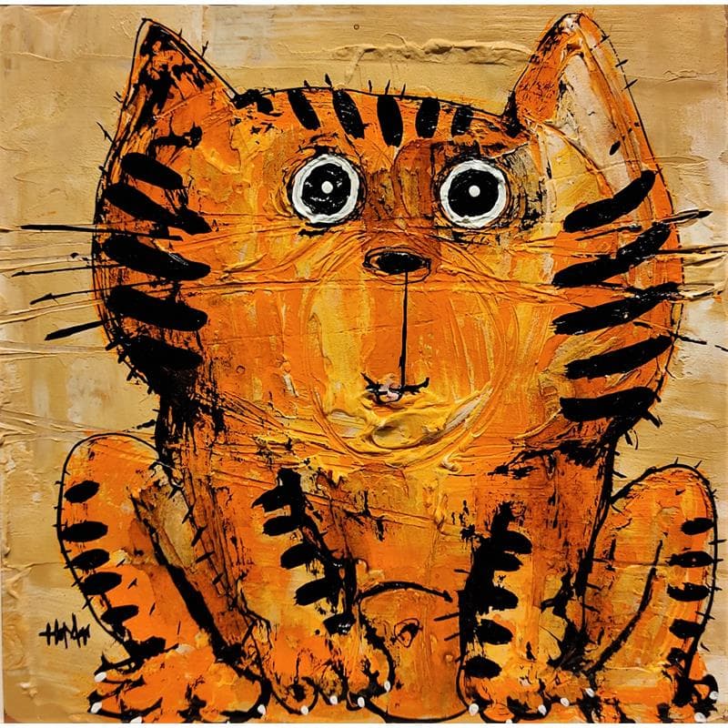 Painting Chat tigré orange by Maury Hervé | Painting Figurative Animals