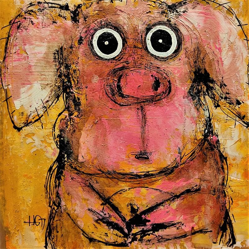 Peinture Cochon par Maury Hervé | Tableau Figuratif Animaux
