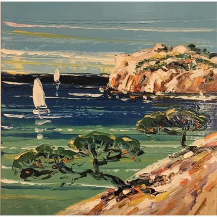 Gemälde Pique-nique en mer von Corbière Liisa | Gemälde Figurativ Öl Alltagsszenen
