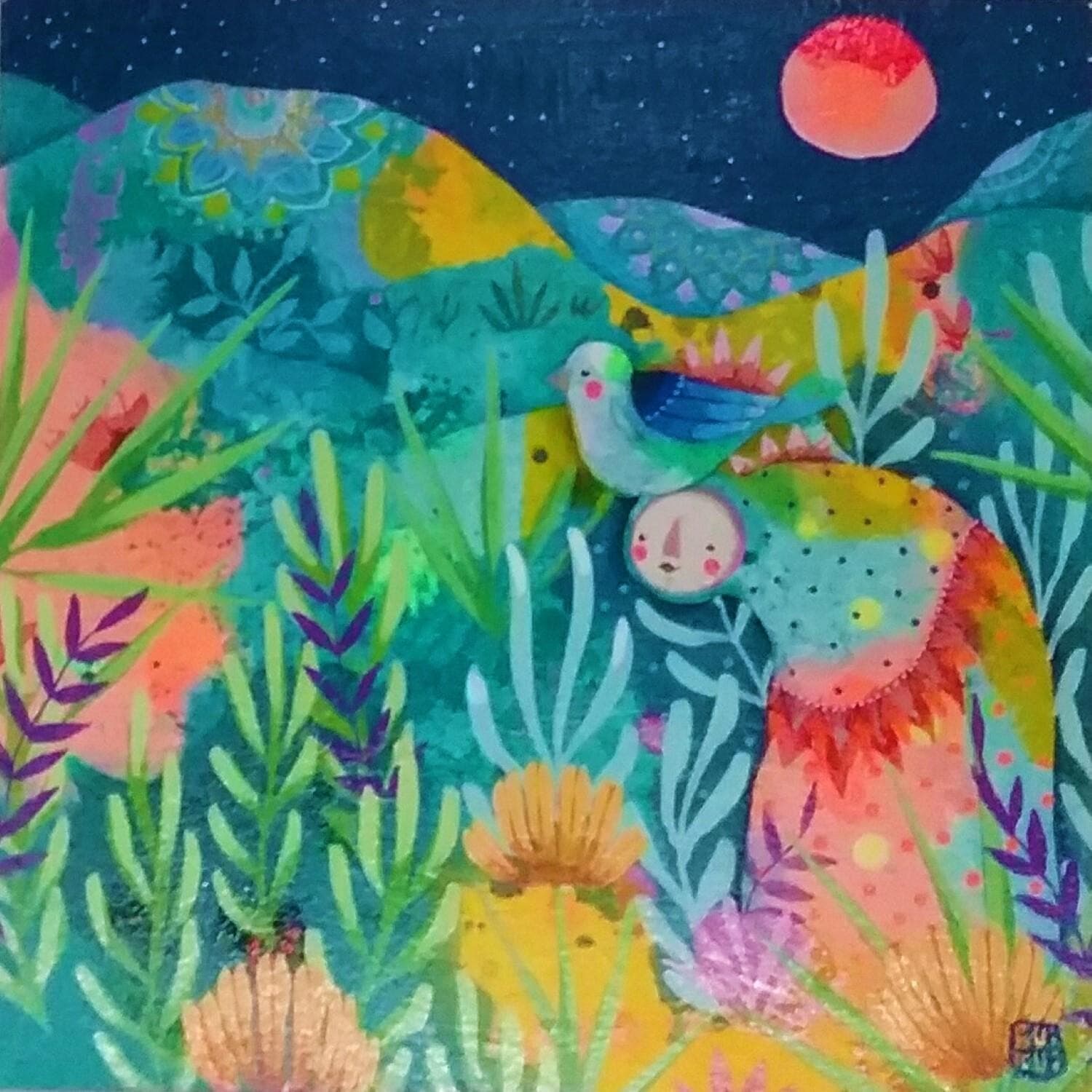 Small Paintings Deux Voyageur Au Clair De Lune By Buibui Carre D Artistes