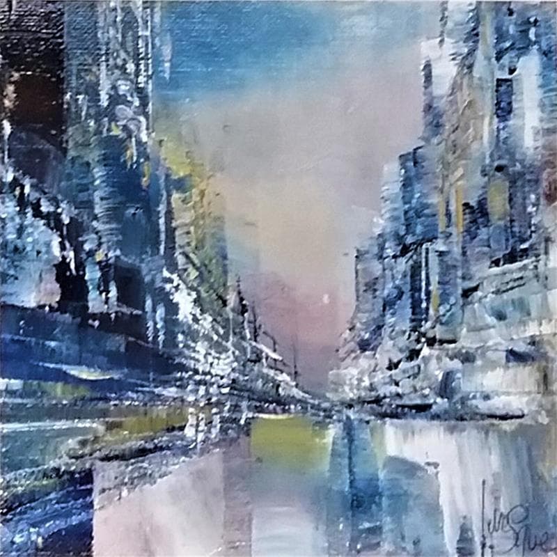 Peinture 18h par Levesque Emmanuelle | Tableau Abstrait Urbain Huile