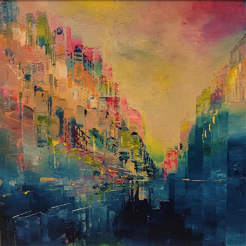Painting Reflets dans l'eau profonde by Levesque Emmanuelle | Painting Abstract Oil Urban