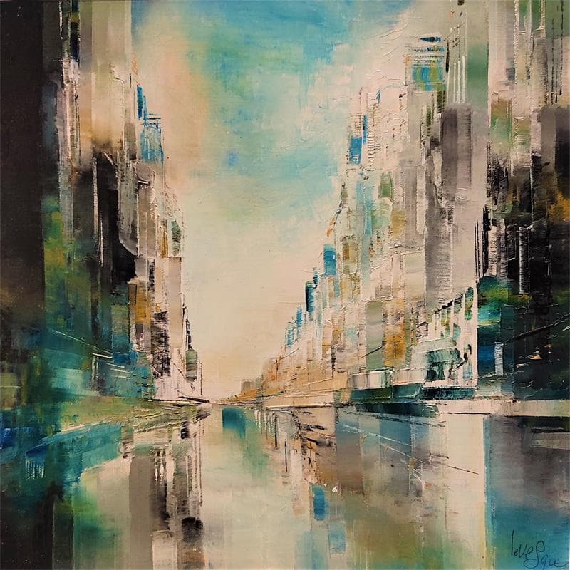 Painting Nuances émeraudes by Levesque Emmanuelle | Painting Abstract Oil Urban