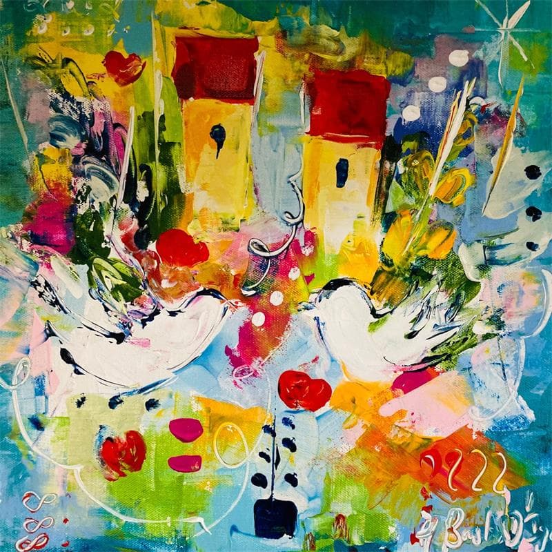 Peinture Mariage d'amour par Bastide d´Izard Armelle | Tableau Abstrait Paysages Huile