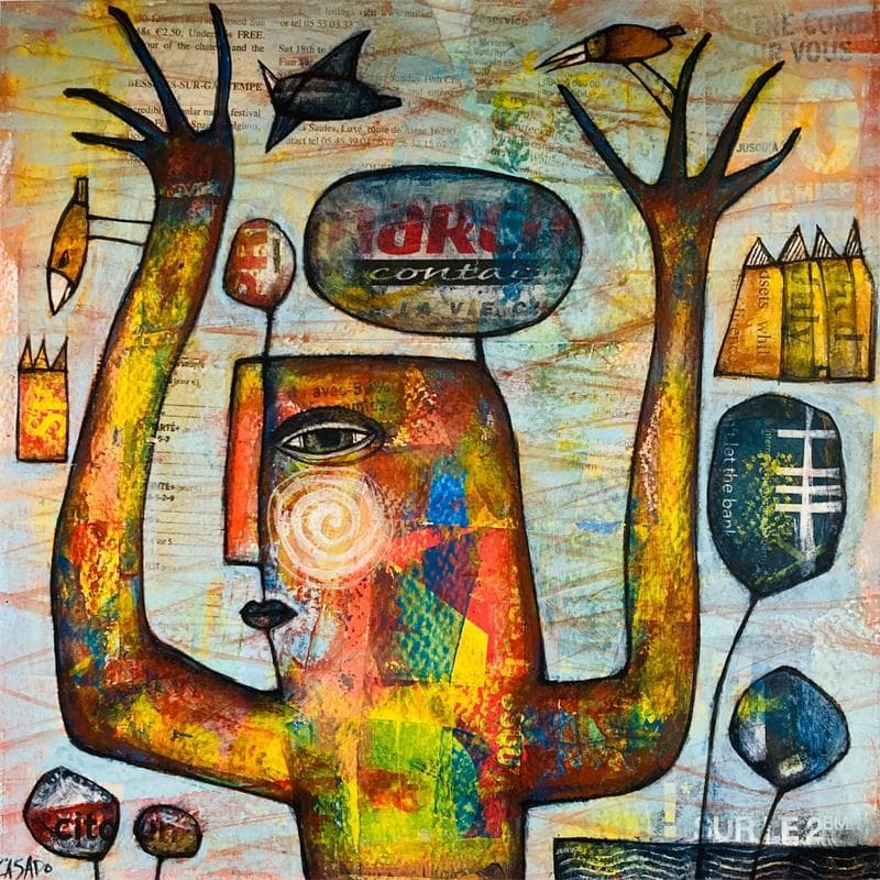 Gemälde Tree man von Casado Dan  | Gemälde Art brut Alltagsszenen