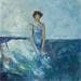 Gemälde La robe bleue von De Sousa Miguel | Gemälde Art brut Alltagsszenen