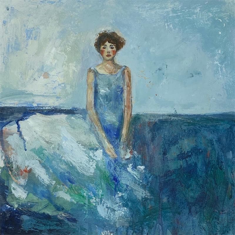 Peinture La robe bleue par De Sousa Miguel | Tableau Art Singulier scènes de vie
