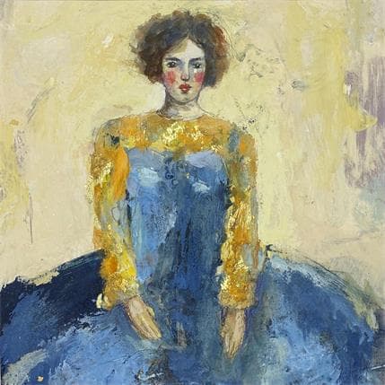 Peinture La dame bleue par De Sousa Miguel | Tableau Art Singulier Mixte scènes de vie