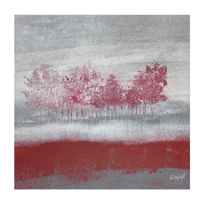 Painting Arbres dans la brume by Escolier Odile | Painting Figurative Mixed Landscapes