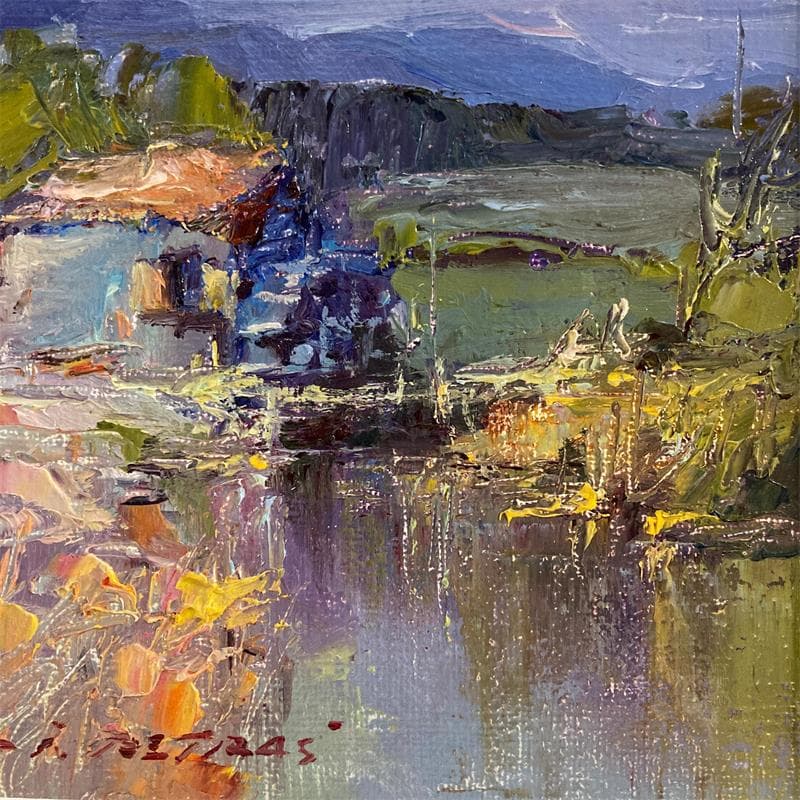 Painting Watermill 3 by Petras Ivica | Painting Figurative Landscapes Oil