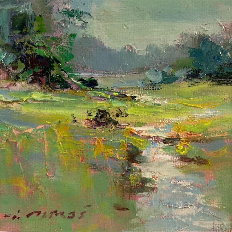 Painting Little stream 1 by Petras Ivica | Painting Figurative Oil Landscapes