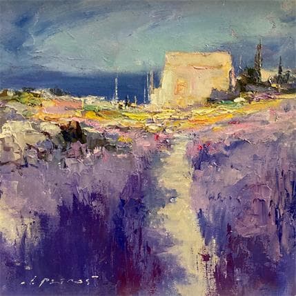 Painting Lavender by Petras Ivica | Painting Figurative Oil Landscapes