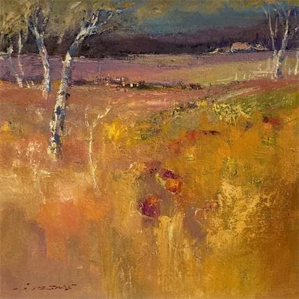 Gemälde Yellow grass von Petras Ivica | Gemälde Figurativ Öl Landschaften