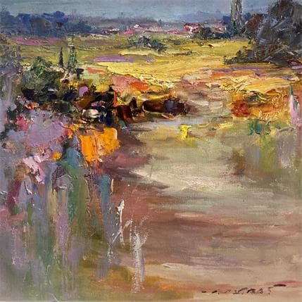 Painting Yellow grass by Petras Ivica | Painting Figurative Oil Landscapes