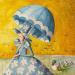 Painting La Yuppi con i paperi di legno by Nai | Painting Surrealism Watercolor Textile
