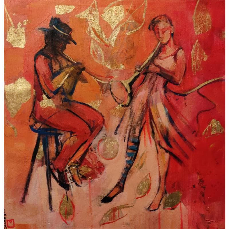 Peinture Dialogue musical par Machi | Tableau Figuratif Acrylique, Huile Scènes de vie