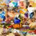 Gemälde PLACE DE MARCHE von Lama Niankoye | Gemälde Figurativ Alltagsszenen Acryl