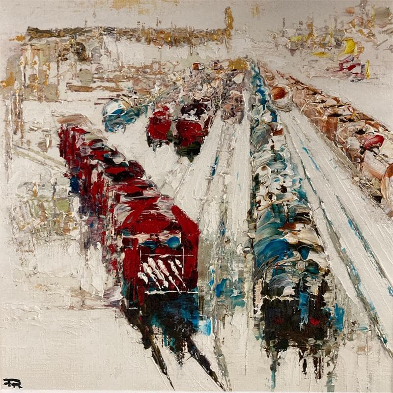 Painting Train Station Winter by Reymond Pierre | Painting Figurative Oil Pop icons, Portrait