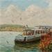Peinture A la découverte de Lyon, balade en bateau par Arkady | Tableau Figuratif Urbain Huile