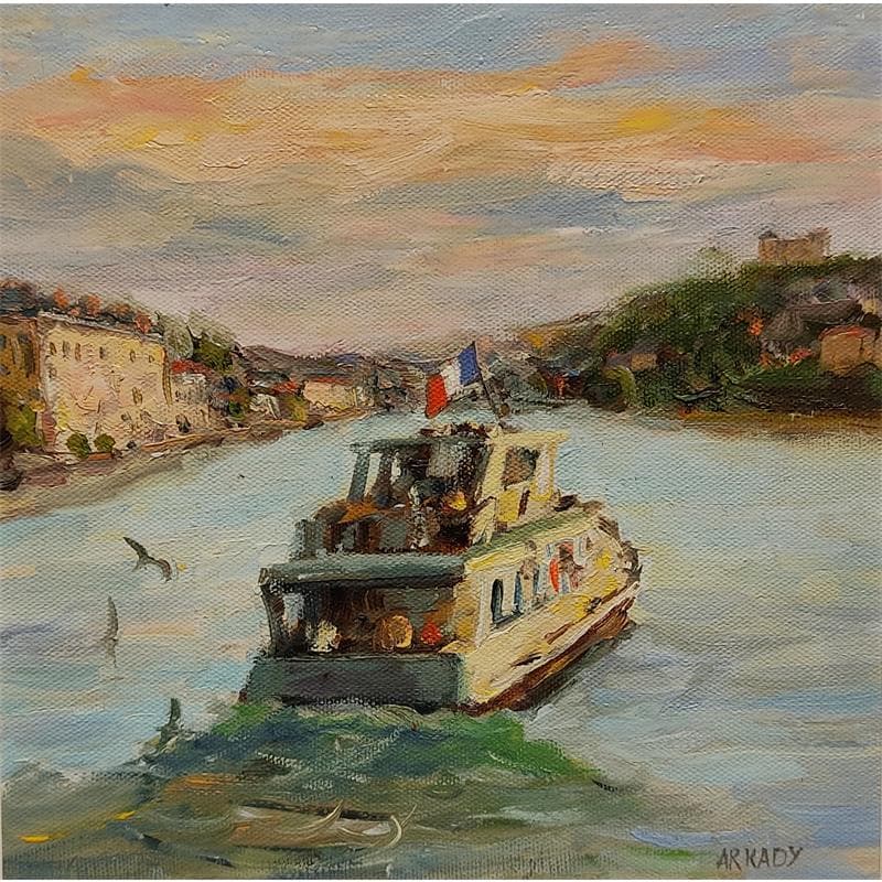 Painting La promenade en bateau by Arkady | Painting Figurative Oil Urban