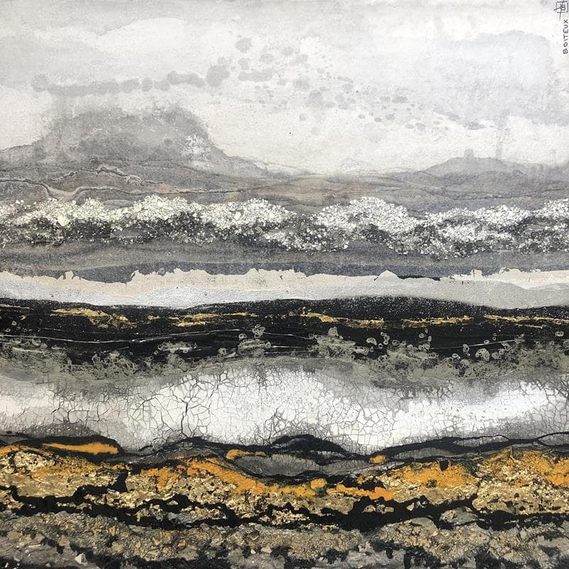 Painting C80-19-Golden Sediments by Boiteux Etienne | Painting Abstract Mixed Landscapes