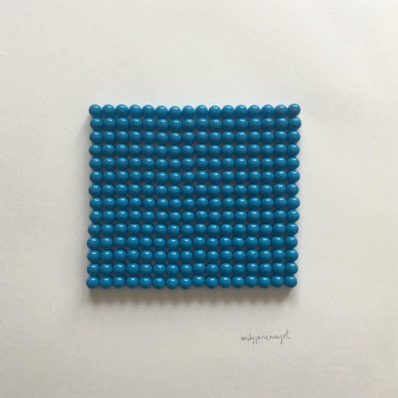Peinture Blue Pills par Marjot Emily Jane  | Tableau Figuratif Minimaliste Huile